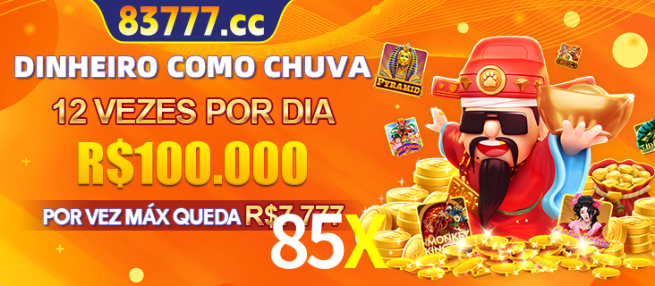 Banner do programa de recompensas Recomende para amigos do 85X, detalhando os bônus por convidar amigos, com prêmios que chegam a R$288.888.